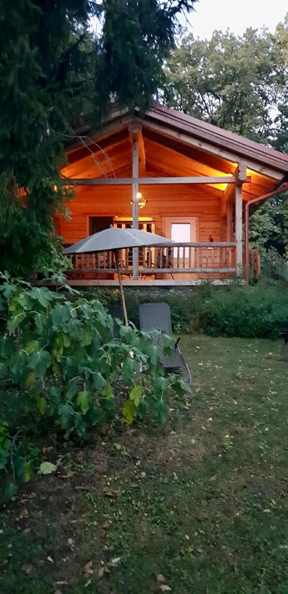 Blockhaus Chalet Mit Beheizbarem Badefass Und Infrarotsauna Auf Der Terrasse Oberschützen Exterior foto